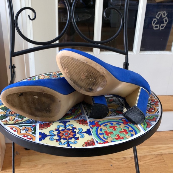 Dune head over heels 7 round toe cobalt blue pump - Picture 5 of 5